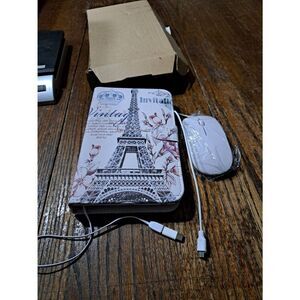 New Paris Theme Charging Tablet Case with Keyboard and Mouse Type C
